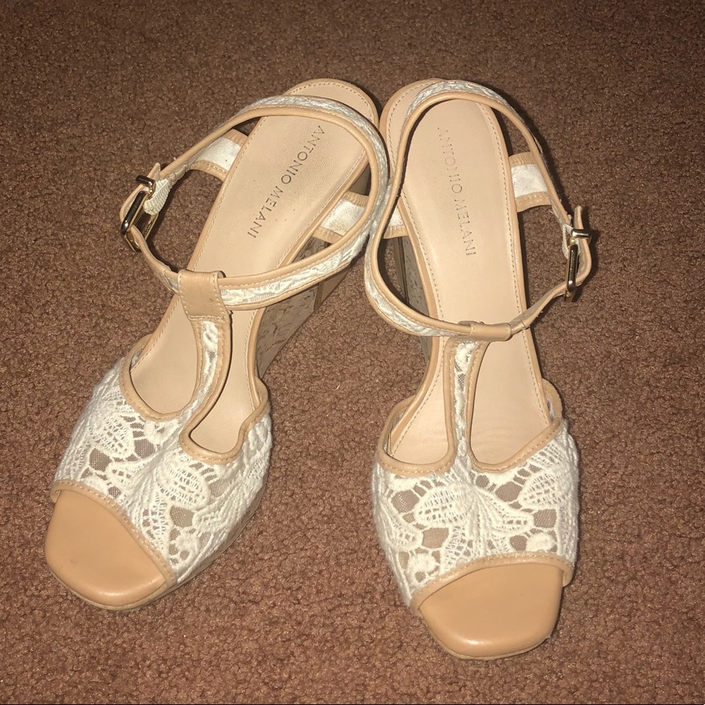 Antonio Melani Lace & Cream Wedges - Picture 2 of 5